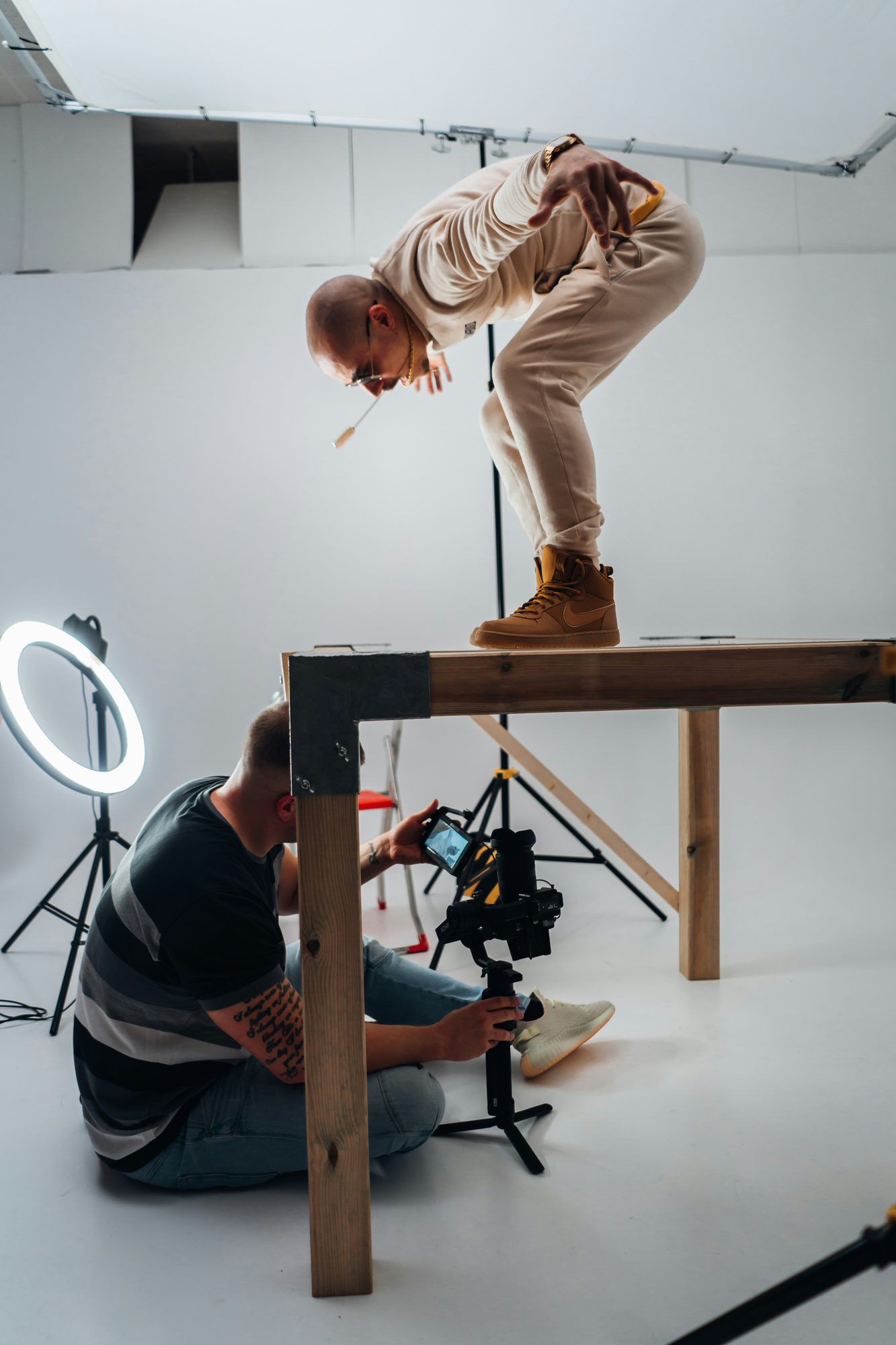 Creative production shoot in a studio